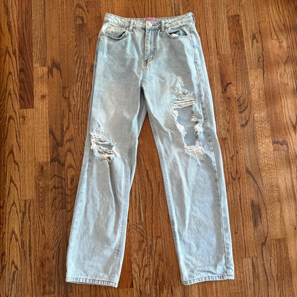 Edikted Women's Ripped Jean Y2K Grunge Streetwear Downtown Girl Indie Sleeze M